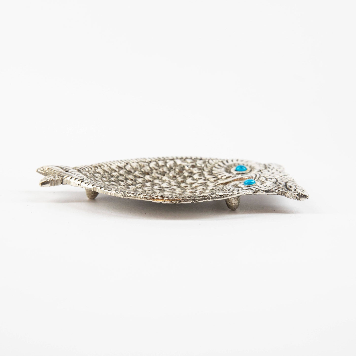 Owl Incense Holder - Silver with Turquoise Eyes