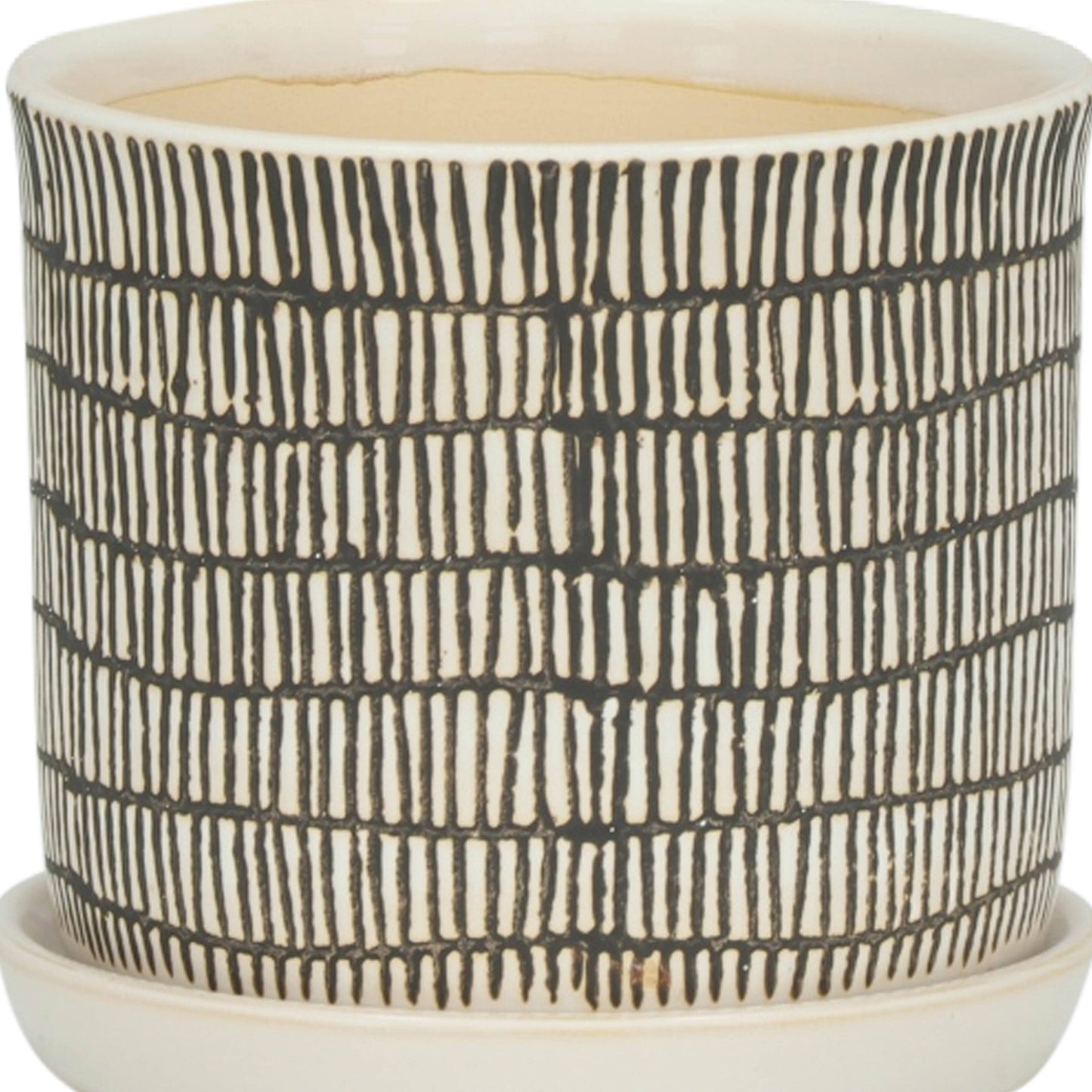 Ivory Line Planter with Saucer
