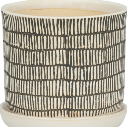 Ivory Line Planter with Saucer