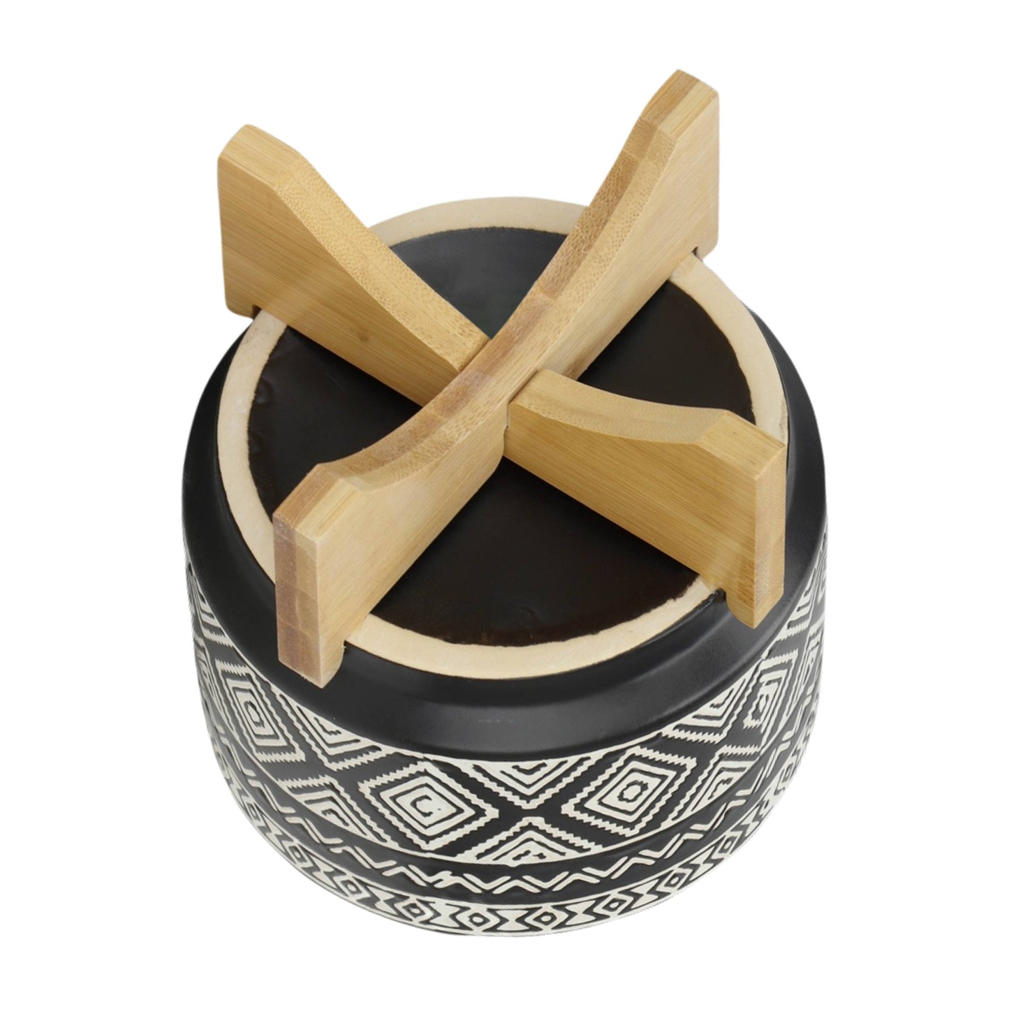 Modern Diamond Planter On Stand Black 7"