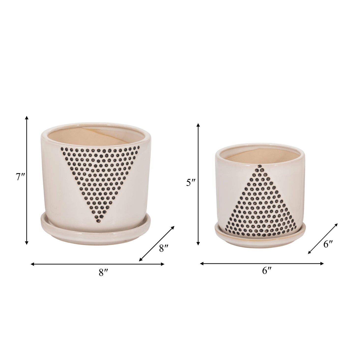 White Triangle Dots Planter