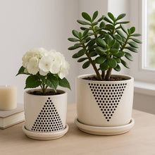 White Triangle Dots Planter