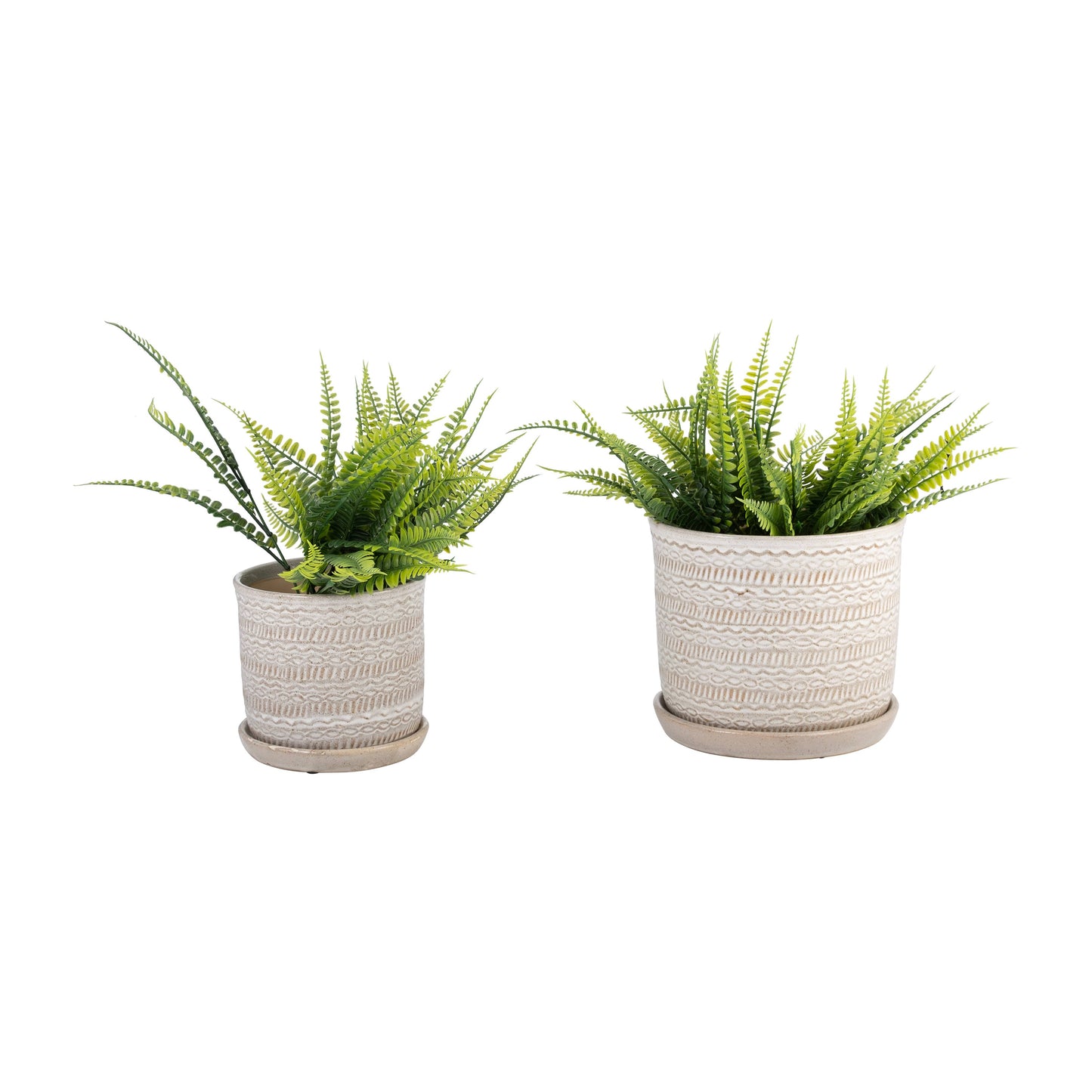Ivory Round Tribal Planter with Saucer