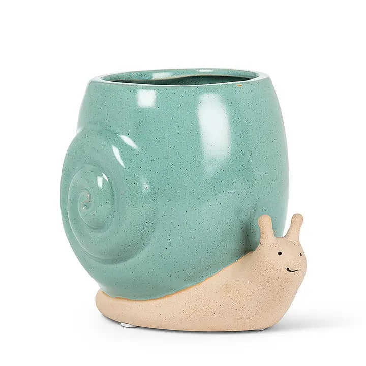 Tall Turquoise Snail Planter