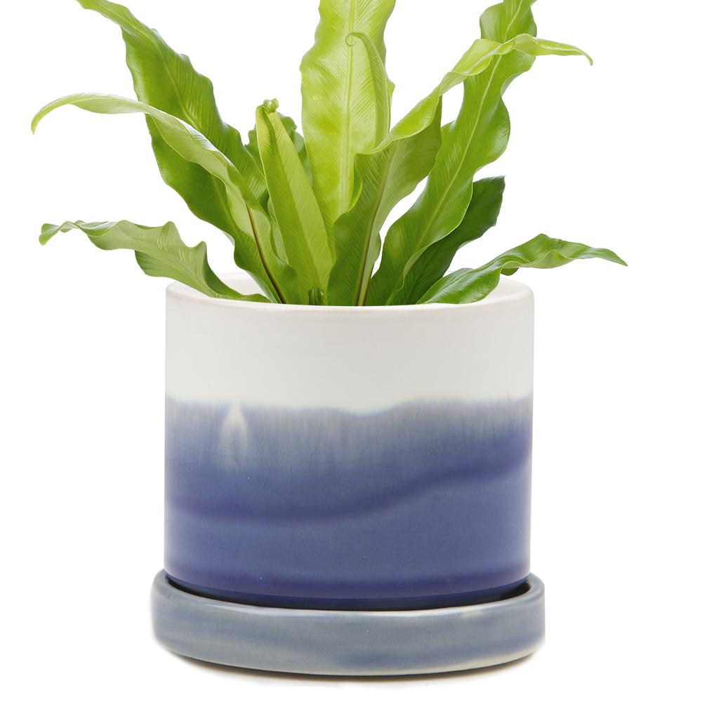 indoor plant pot with saucer Minute Ceramic Pot Green Layers