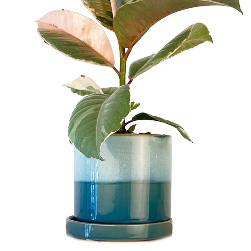 house plant pots with saucer Minute Ceramic Pot Green Layers